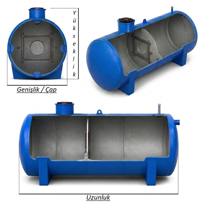 3.000 lt Foseptik Tankı — teknik çizim