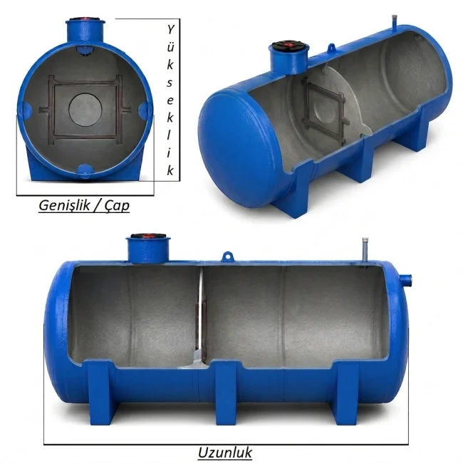 6.000 lt Foseptik Tankı — teknik çizim
