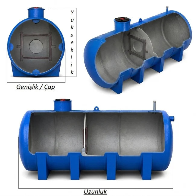 7.000 lt Foseptik Tankı — teknik çizim