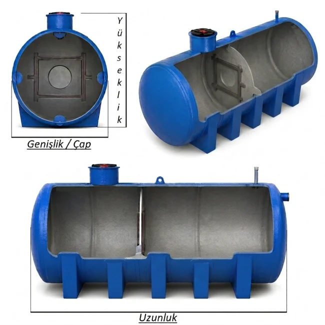 25.000 lt Foseptik Tankı — teknik çizim