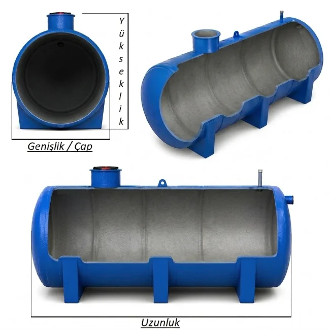 1.000 lt Foseptik Tankı — teknik çizim