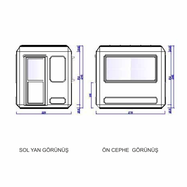 Polyester Kabin 220x270 — teknik çizim