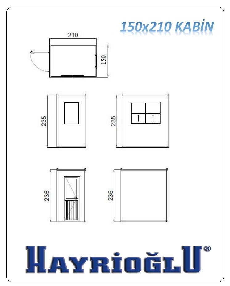 Panel Kabin 150x210  — teknik çizim