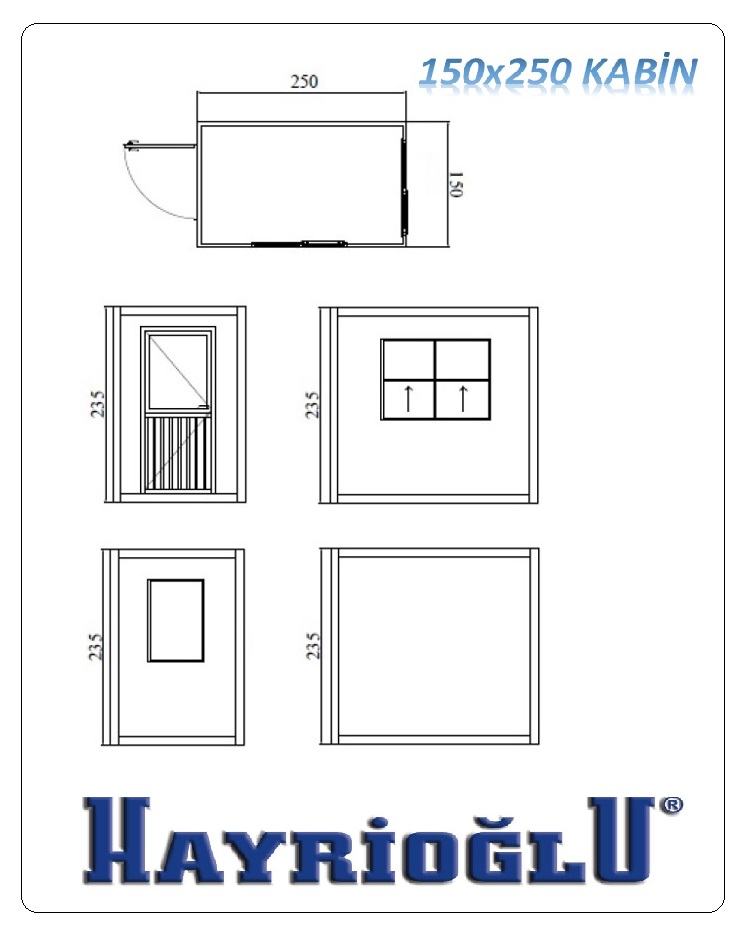 Panel Kabin 150x250 — teknik çizim