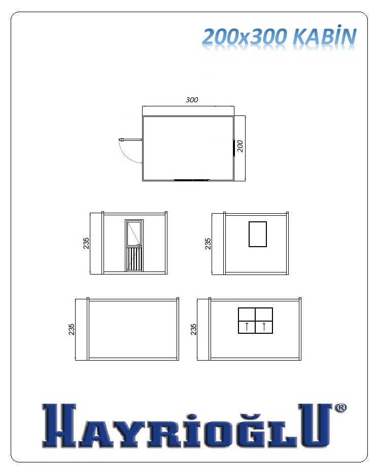 Panel Kabin 200x300 — teknik çizim