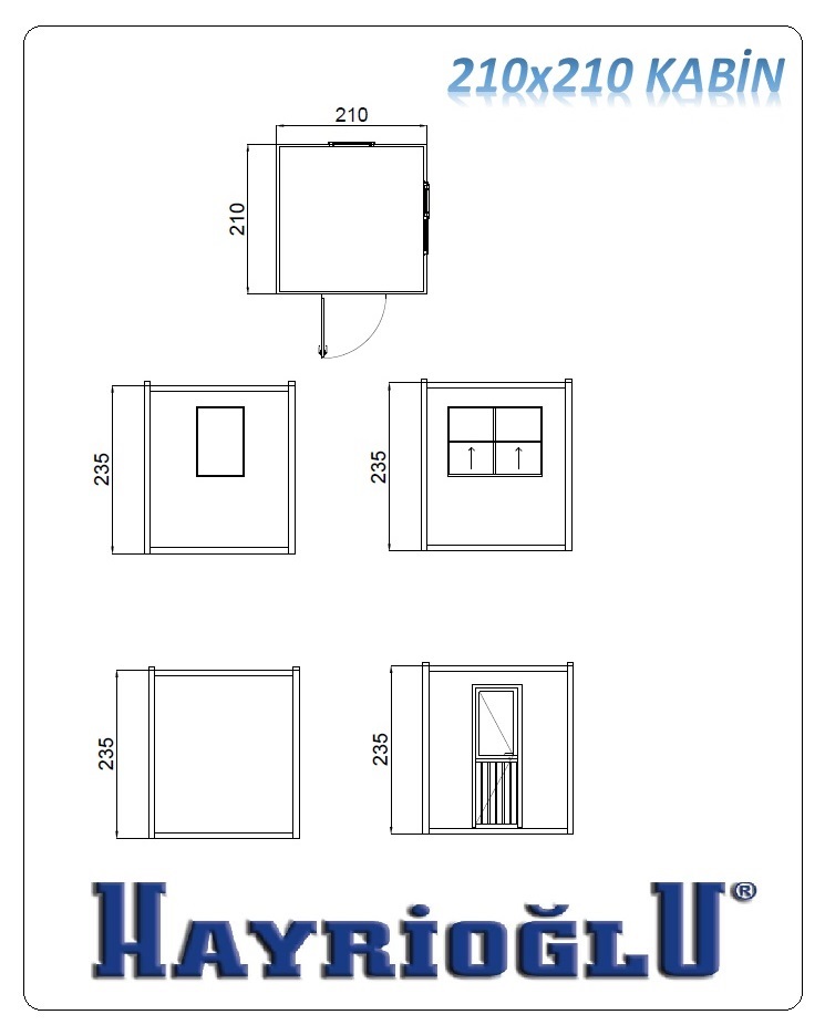 Panel Kabin 210x210 — teknik çizim