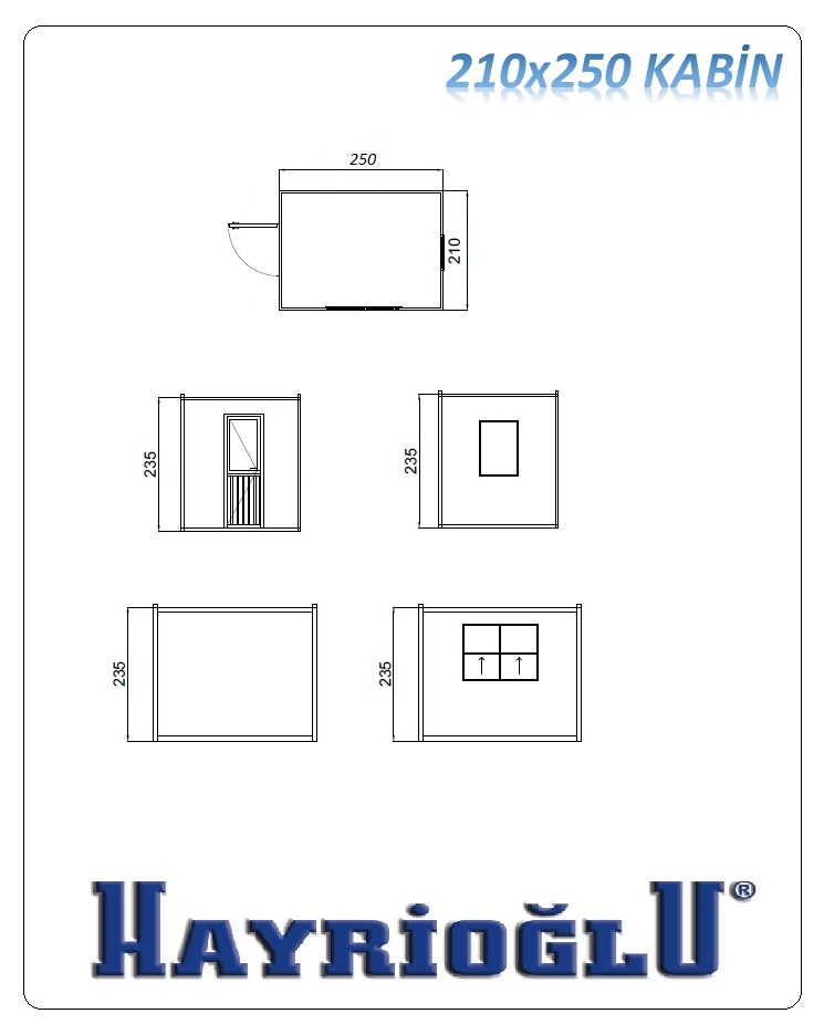 Panel Kabin 210x250 — teknik çizim