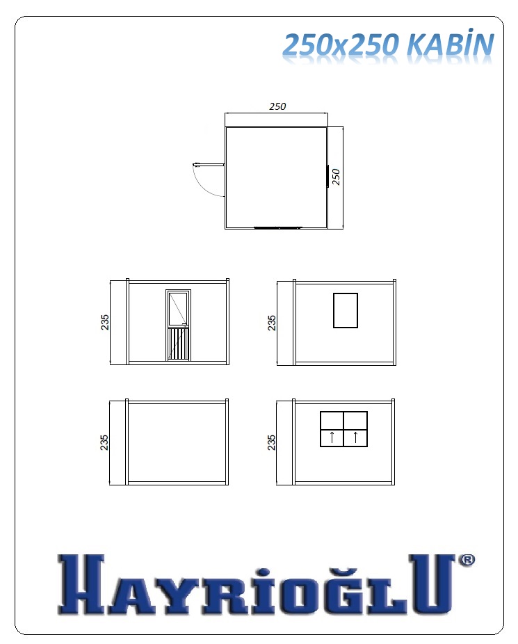 Panel Kabin 250x250 — teknik çizim