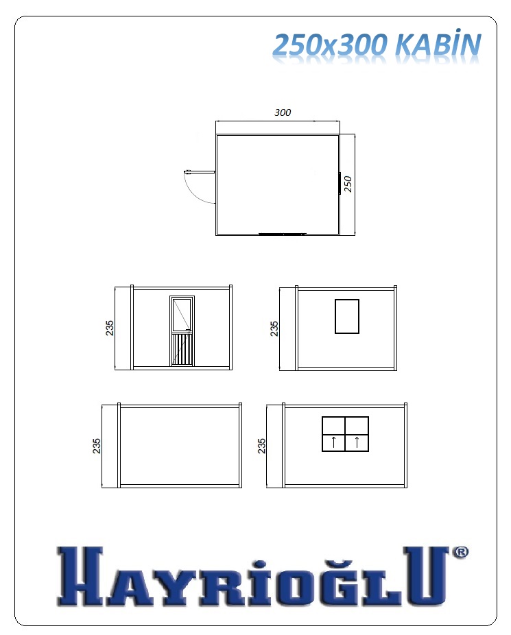 Panel Kabin 250x300 — teknik çizim