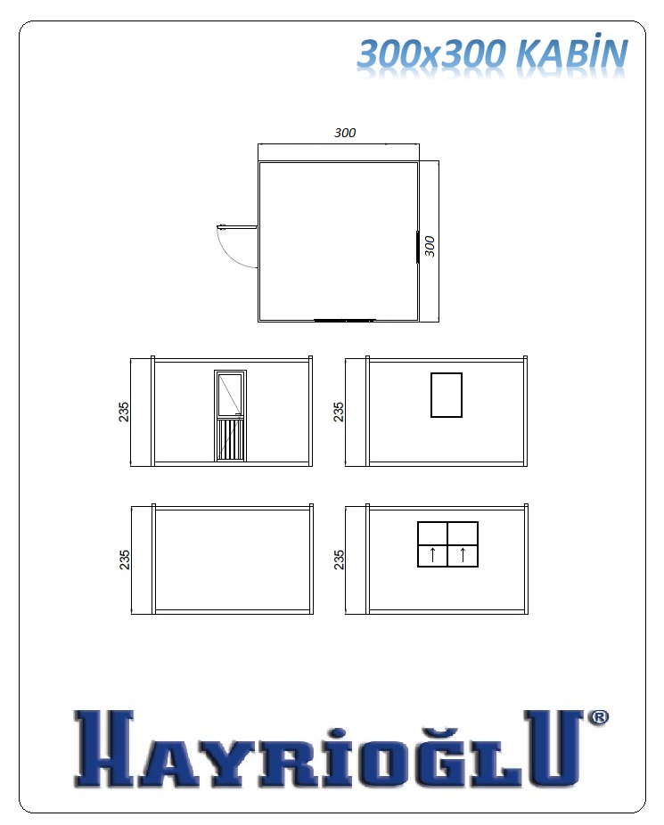 Panel Kabin 300x300 — teknik çizim