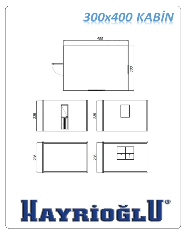 Panel Kabin 300x400 — teknik çizim