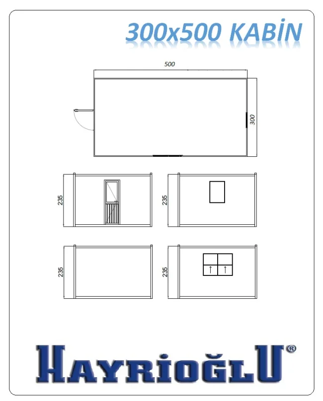 Panel Kabin 300x500 — teknik çizim